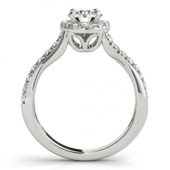 Fancy Vero Diamond Anello Di Fidanzamento Halo Twisted Shank 1.50 Carat WG 14K
