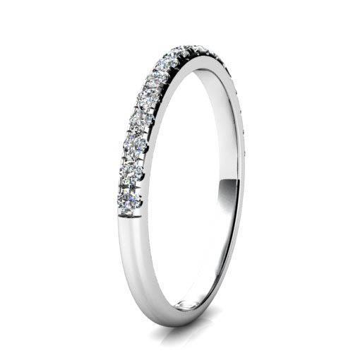 Fascia A Mezza Eternità Con Genuino Diamante Rotondo Da 0.80 Ct Con Montatura In Oro Bianco 14K