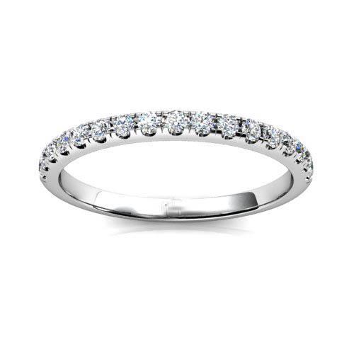 Fascia A Mezza Eternità Con Genuino Diamante Rotondo Da 0.80 Ct Con Montatura In Oro Bianco 14K