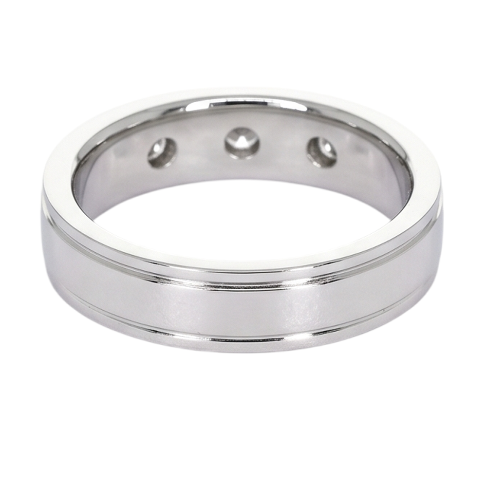 Fascia Anniversario 0.75 Carati Naturale Diamante Rotondo Oro Bianco 14K