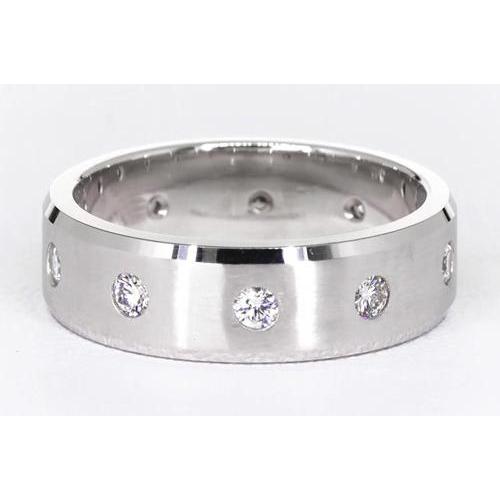Fascia Anniversario Finitura Satinata Vero Diamanti Rotondi Oro Bianco 14K