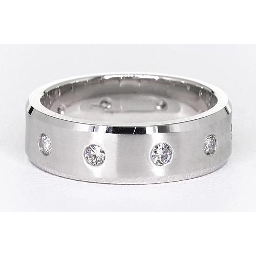 Fascia Anniversario Finitura Satinata Vero Diamanti Rotondi Oro Bianco 14K
