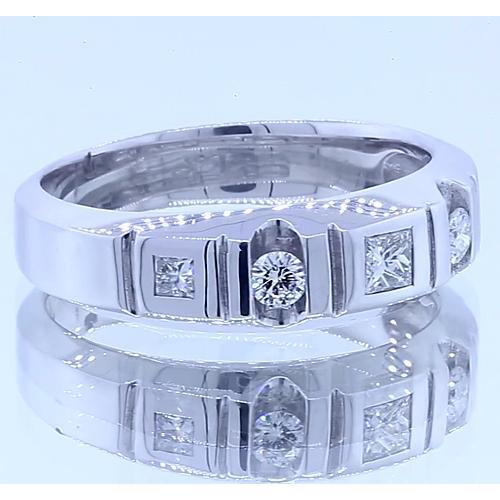 Fascia Anniversario Principessa E Genuino Diamanti Rotondi Oro Bianco 14K 1 Carato