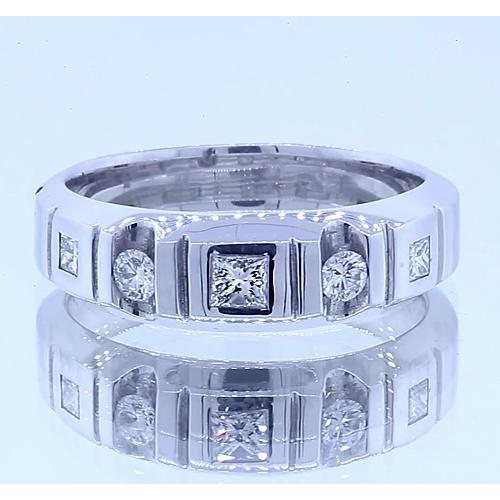 Fascia Anniversario Principessa E Genuino Diamanti Rotondi Oro Bianco 14K 1 Carato