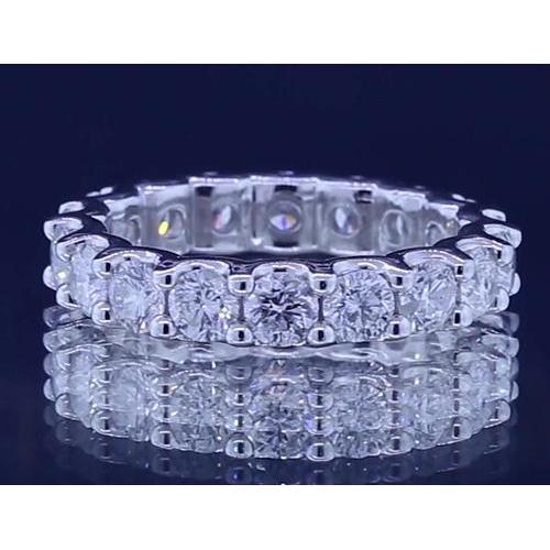 Fascia Dell'eternità Con Vero Diamanti Rotondi Da 3.60 Carati In Oro Bianco 14K