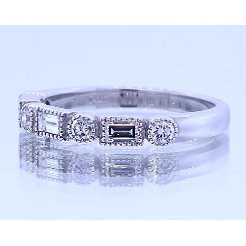Fascia Per L'anniversario Con Genuino Diamanti Rotondi E Baguette Da 1.20 Carati In Oro Bianco 14K