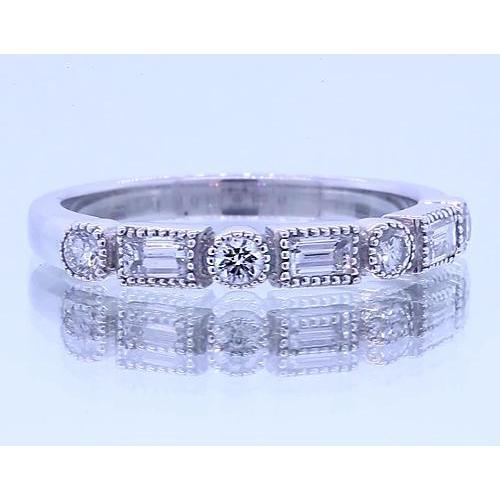 Fascia Per L'anniversario Con Genuino Diamanti Rotondi E Baguette Da 1.20 Carati In Oro Bianco 14K