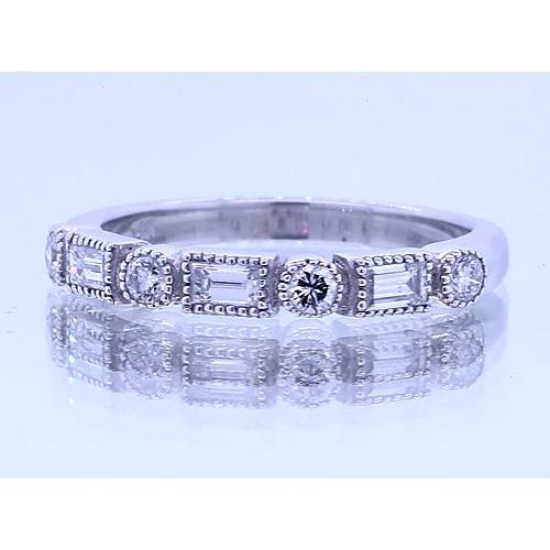 Fascia Per L'anniversario Con Genuino Diamanti Rotondi E Baguette Da 1.20 Carati In Oro Bianco 14K