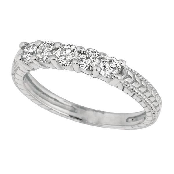 Fascia Dell'Eternità Con Genuino Diamanti Rotondi 0.50 Carati Stile Vintage Oro Bianco 14K