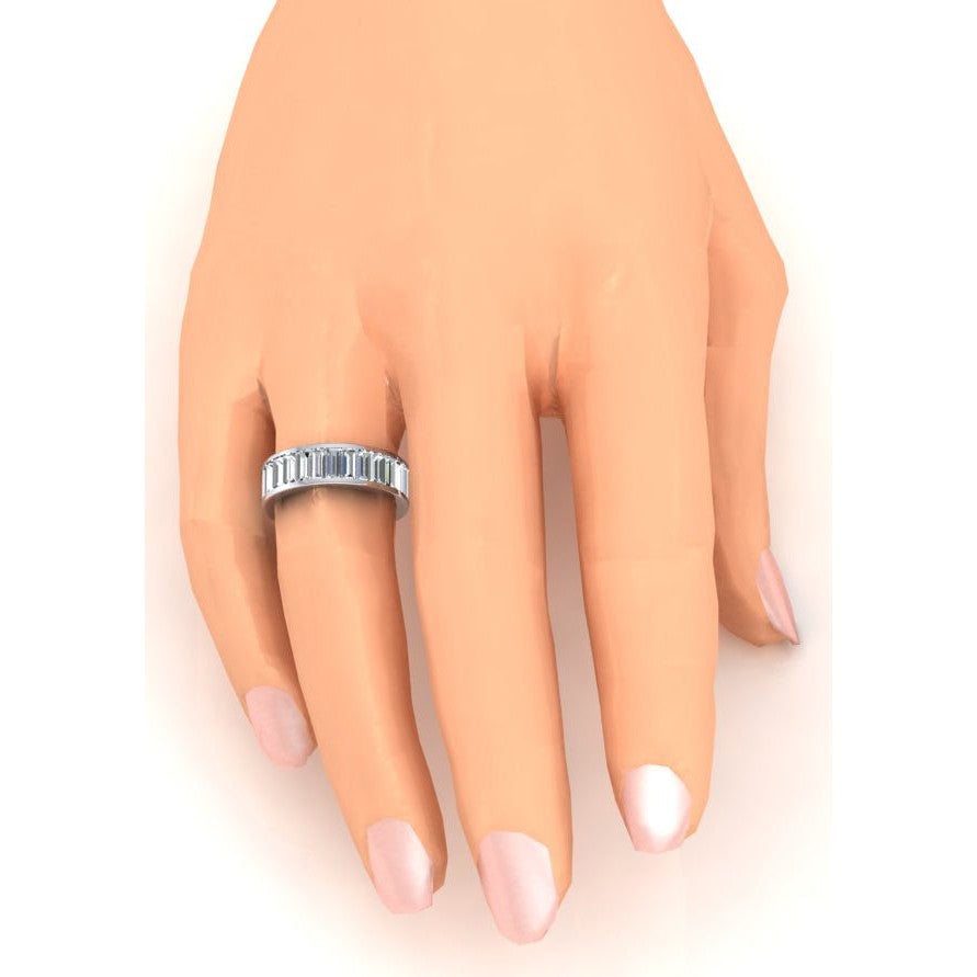 Fascia Per L'Eternità Con Vero Diamanti A Baguette Taglio Oro 6 Carati