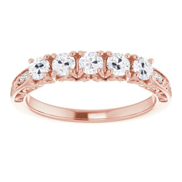 Fascia Per Mezza Eternità In Stile Vintage Con Punta Di Naturale Diamante Da Minatore Vecchio Set 4 Carati