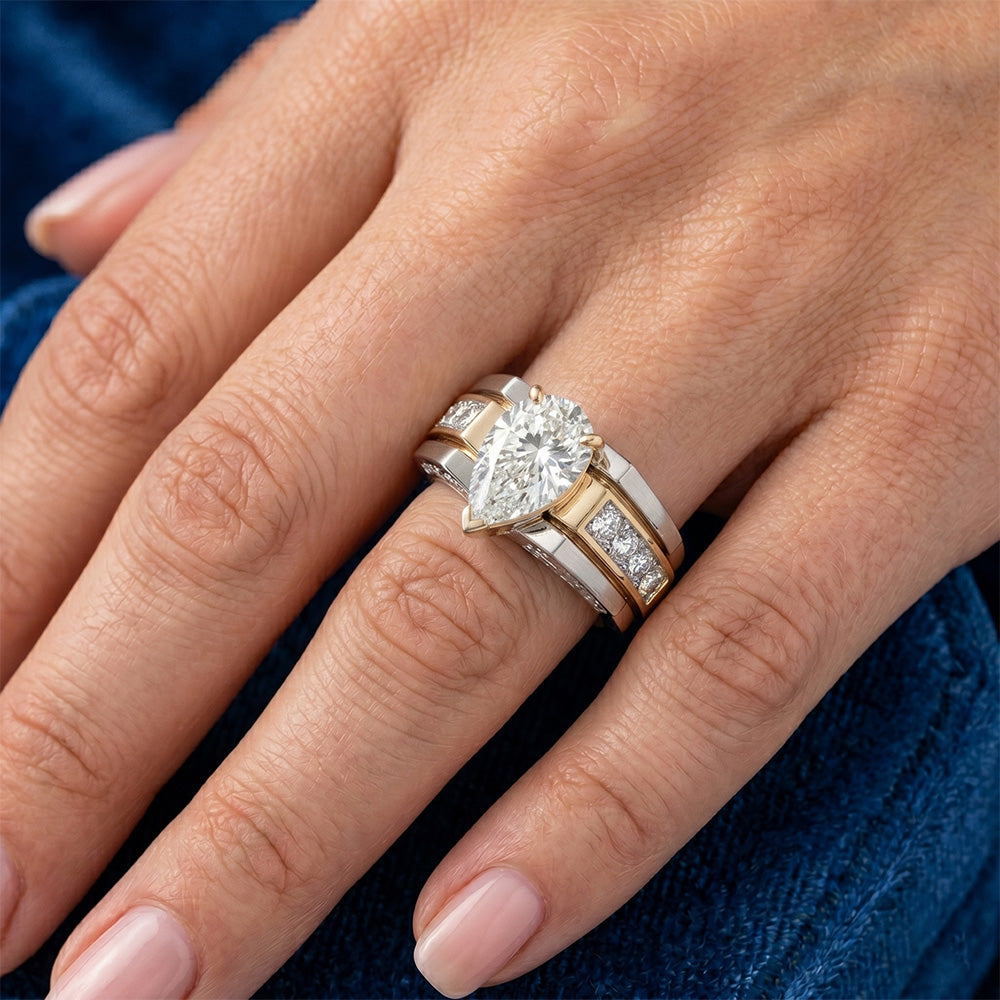 Fatto a mano Anello Solitario con Accenti – Brillante 2 carati
