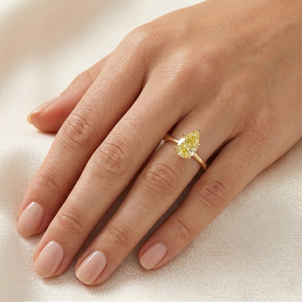 Fatto a mano Diamante Giallo Canarino Anello Statement 2 carati