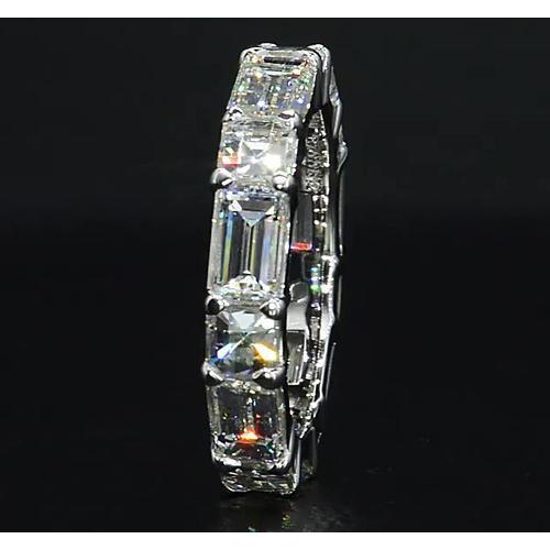 Fede Nuziale A Fascia Con Naturale Diamanti. 6.30 Carati. Gioielli In Oro Bianco 14K