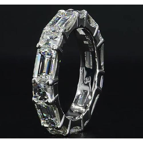Fede Nuziale A Fascia Con Naturale Diamanti. 6.30 Carati. Gioielli In Oro Bianco 14K