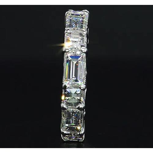 Fede Nuziale A Fascia Con Naturale Diamanti. 6.30 Carati. Gioielli In Oro Bianco 14K