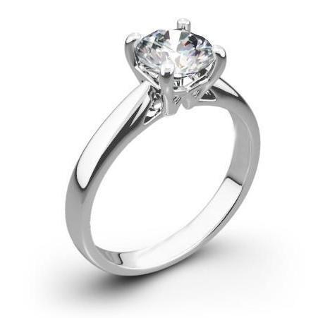 Fede Nuziale Con Naturale Diamante Solitario A Taglio Rotondo Da 1,50 Ct, 4 Griffe In Oro 14K