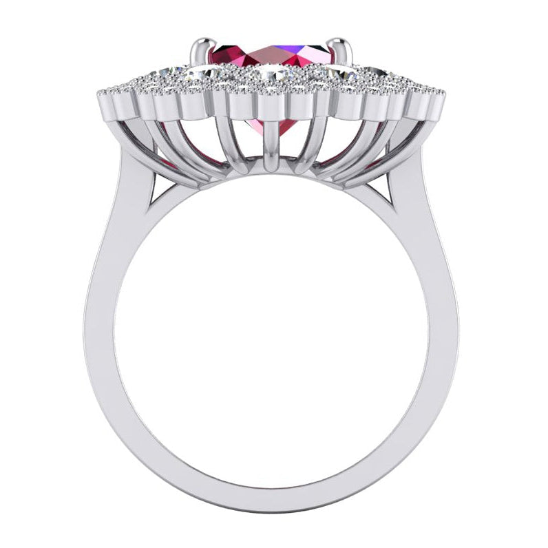 Fede Nuziale Con Rubini Naturali E Diamanti Oro Bianco 14K 4.50 Carati