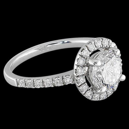 Fede Nuziale Con Vero Diamante Halo Oro Bianco 1.50 Ct.