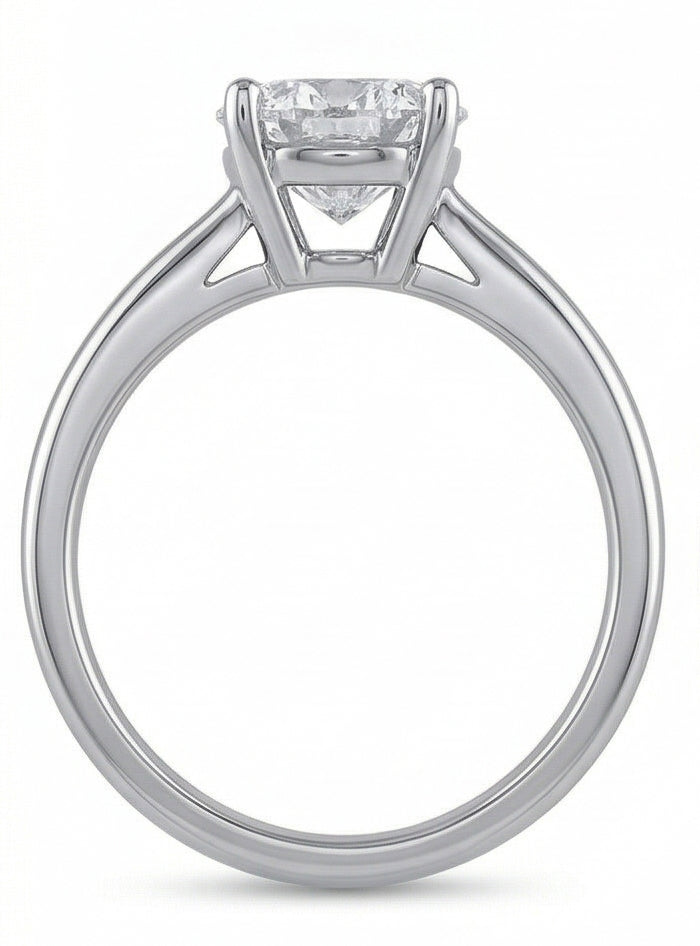 Fede Nuziale Con Vero Diamante Solitario Grande Tondo Da 2.75 Ct