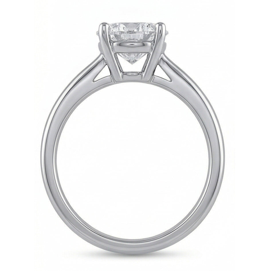 Fede Nuziale Con Vero Diamante Solitario Grande Tondo Da 2.75 Ct