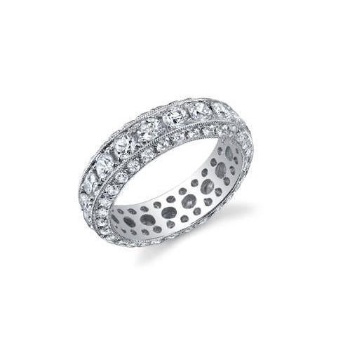 Fede Nuziale Eterna In Oro Bianco 14K Con Genuino Diamanti Taglio Rotondo 6 Carati