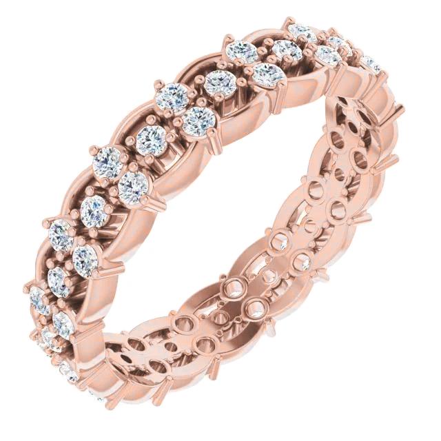 Fede Nuziale Eternità Gioielli In Oro Rosa Con Vero Diamanti Rotondi Da 1.50 Carati
