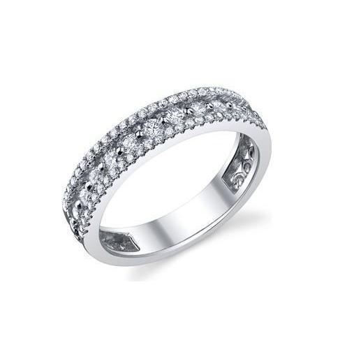 Fede Nuziale In Oro Bianco 14K Con Genuino Diamanti A Taglio Rotondo Da 4 Carati Novità