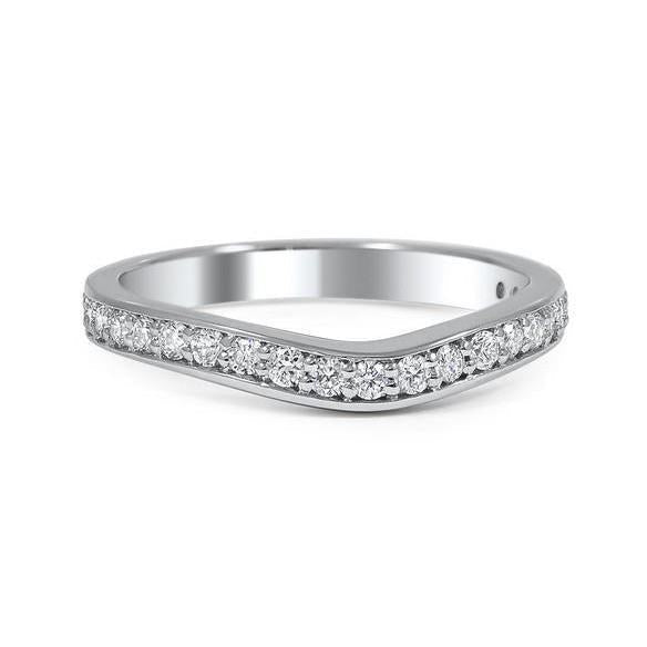 Fede Nuziale In Oro Bianco 14K Con Vero Diamanti 0.70 Carati Incastonata