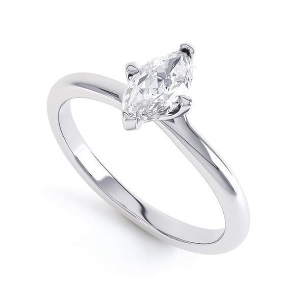 Fede Nuziale In Oro Bianco Con Naturale Diamante Solitario Taglio Marquise Da 1.50 Ct