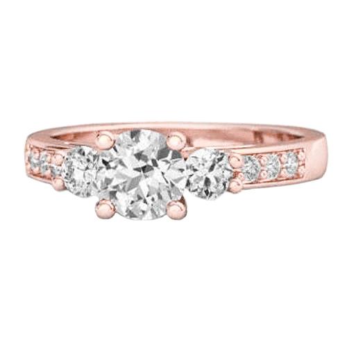 Fede Nuziale In Oro Rosa 14K Con 3 Naturale Diamanti Stile 2.80 Carati