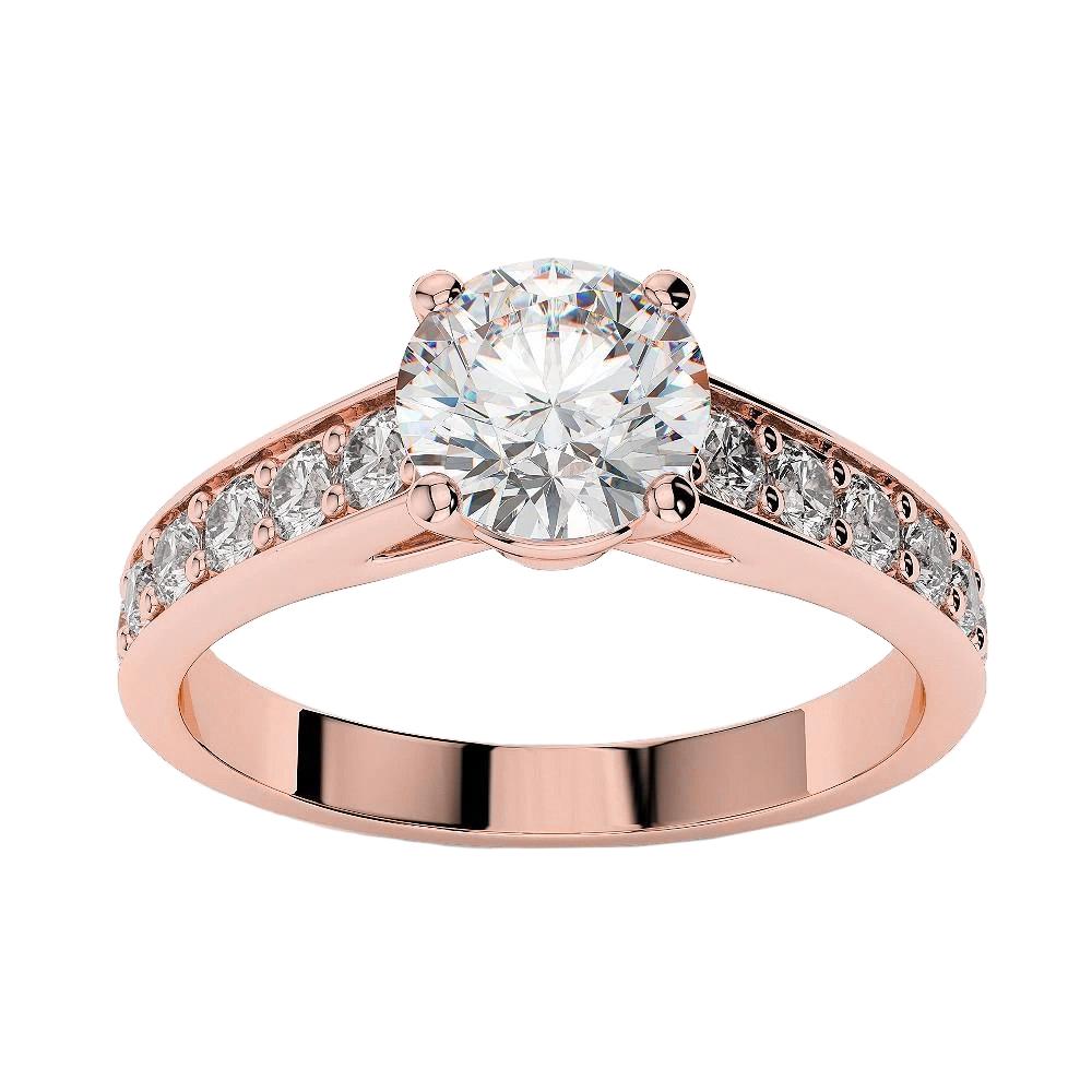 Fede Nuziale In Oro Rosa Con Naturale Diamanti Tondi Accentati Da 3.75 Carati 14K