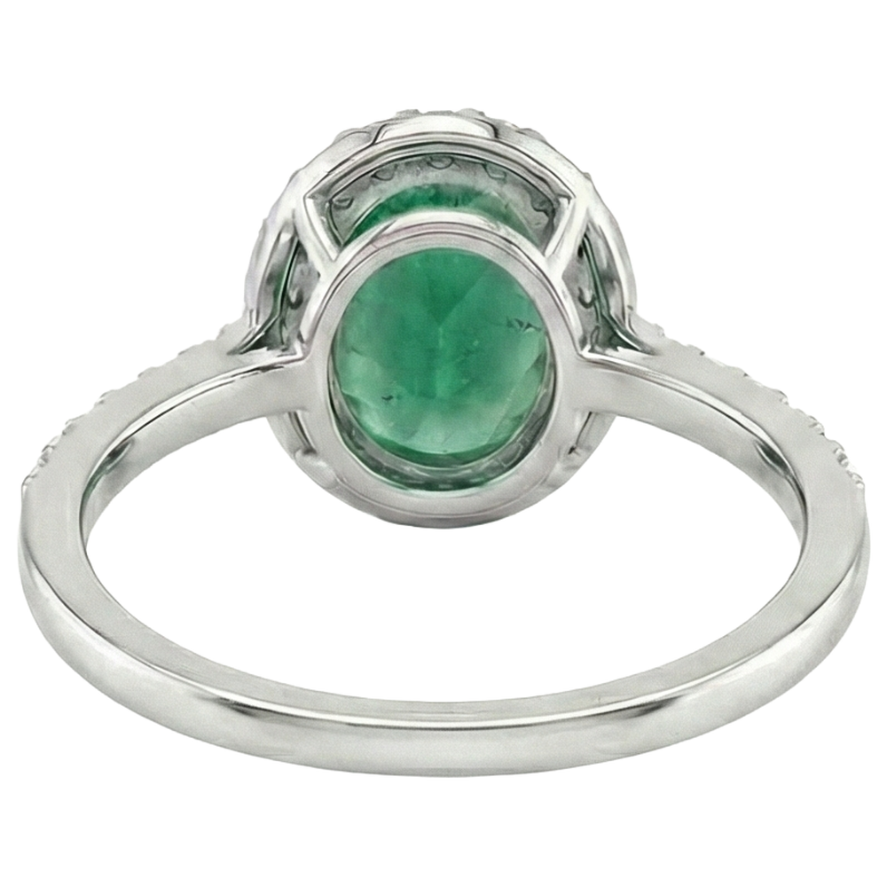 Fede nuziale con smeraldo verde a taglio ovale da 1,85 ct con diamante