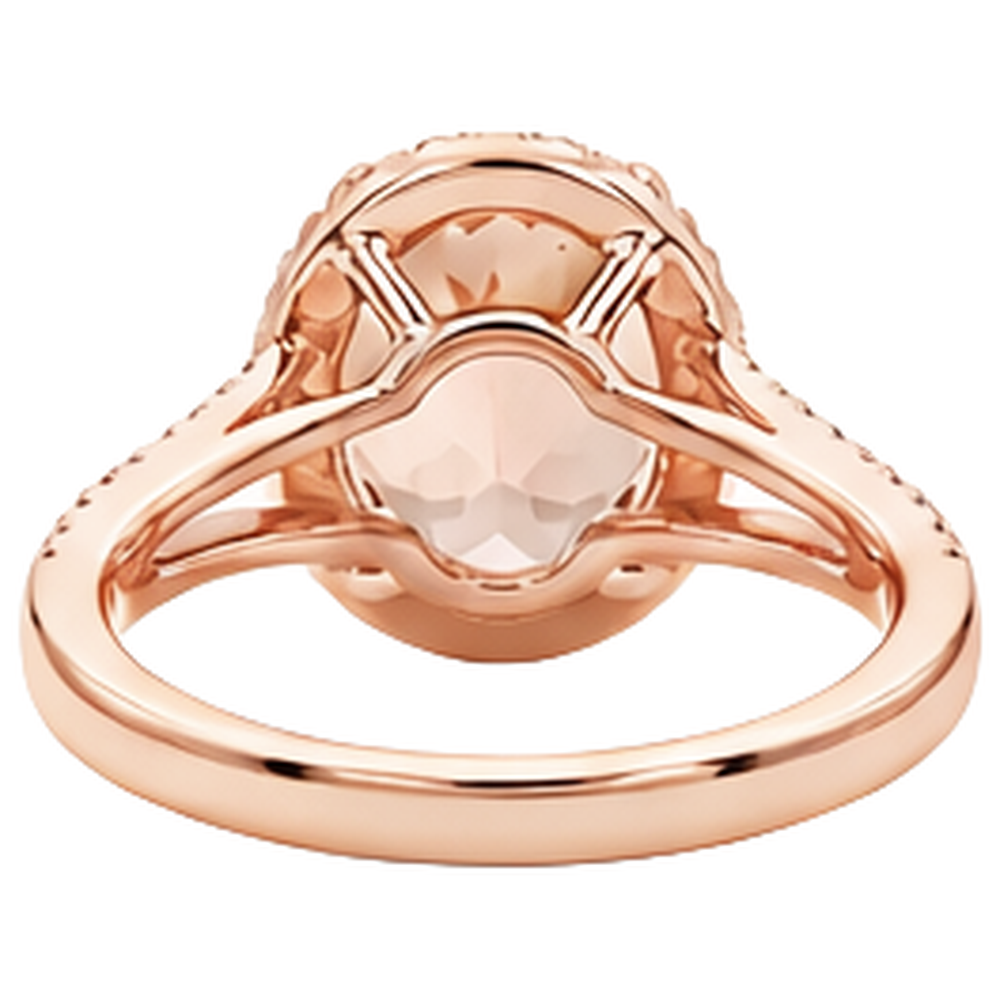 Fede nuziale in Morganite con diamanti. taglio ovale. 33.75 ct