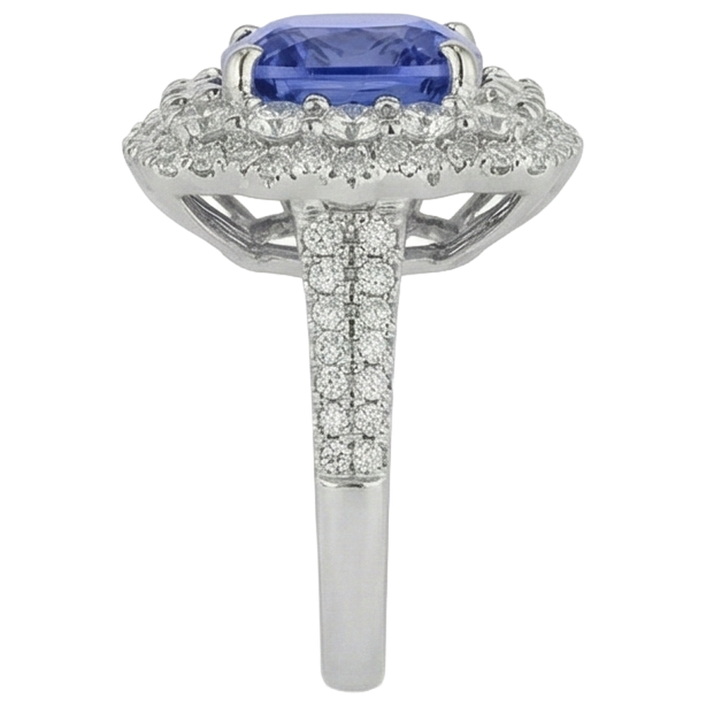 vero round tanzanite 9.75carati fede eternity su bianco