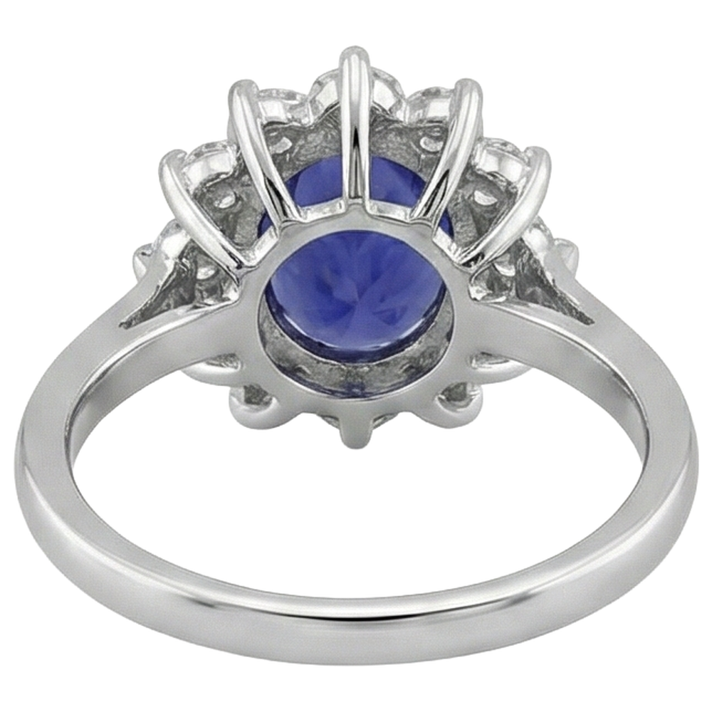 vero round tanzanite 14carati fede eternity con accenti diamanti