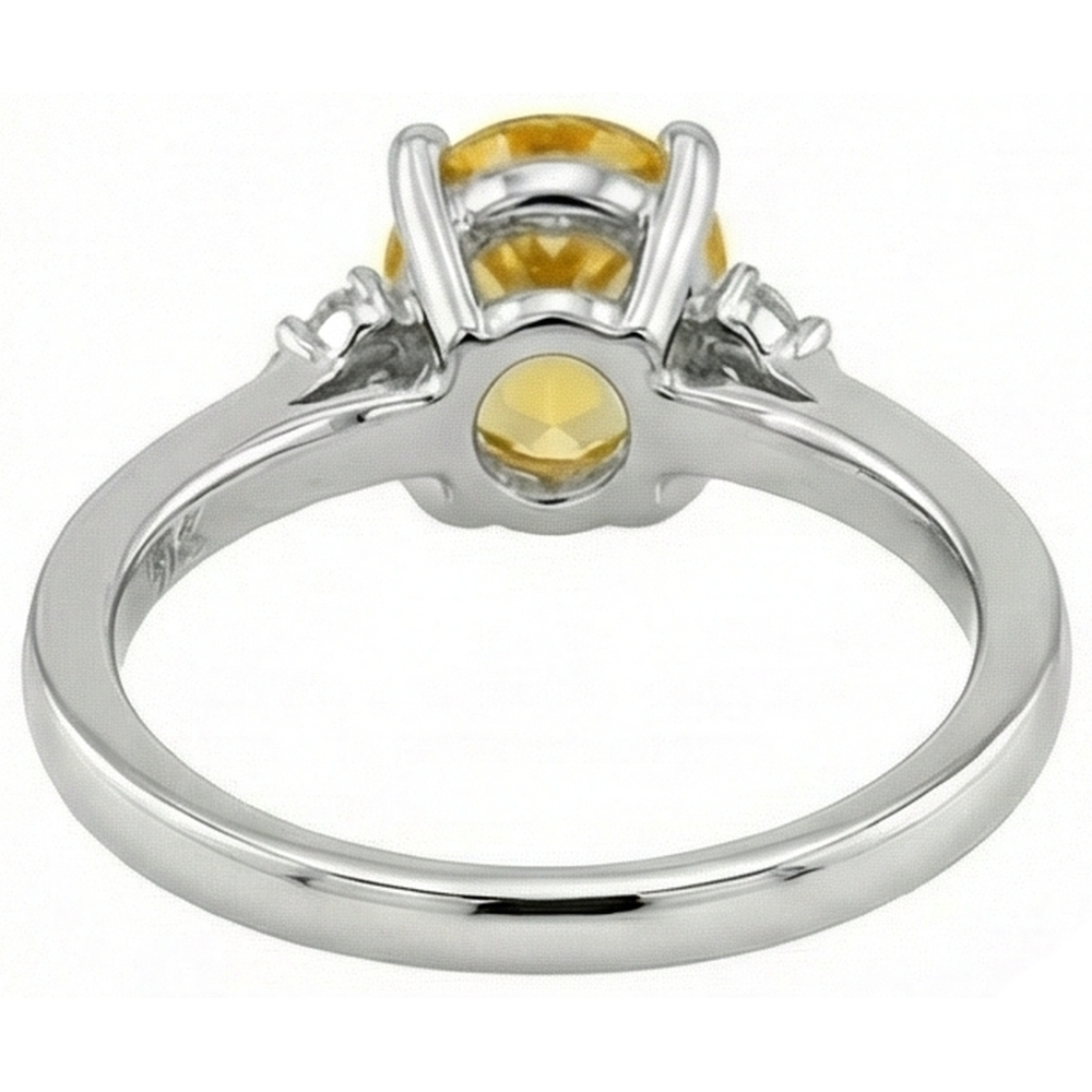 Fede nuziale in oro bianco 14 kt con zaffiro giallo e diamanti da 3.50 ct