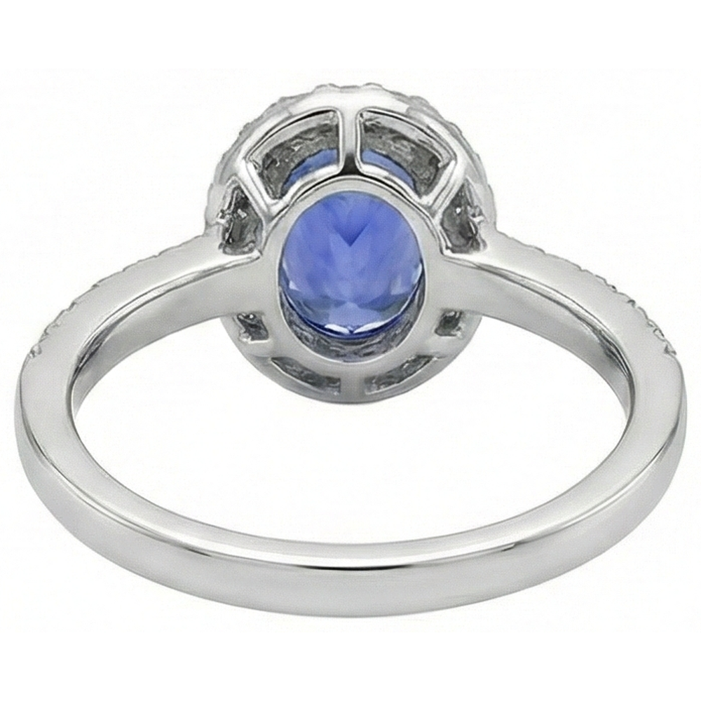 Fede nuziale in oro bianco 14K 3.10 carati con tanzanite e diamanti Novità