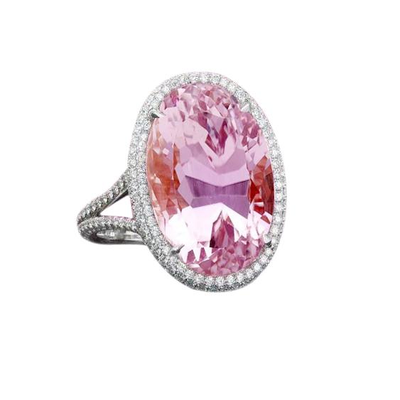 Fede nuziale in oro bianco 14 carati con kunzite rosa e diamanti da 21 carati - harrychadent.it