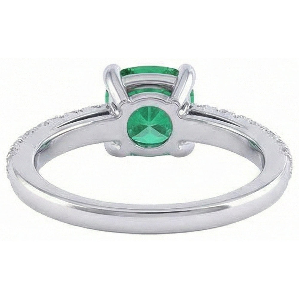 Fede nuziale in oro bianco 14K con smeraldo verde da 3,2 ct e diamante