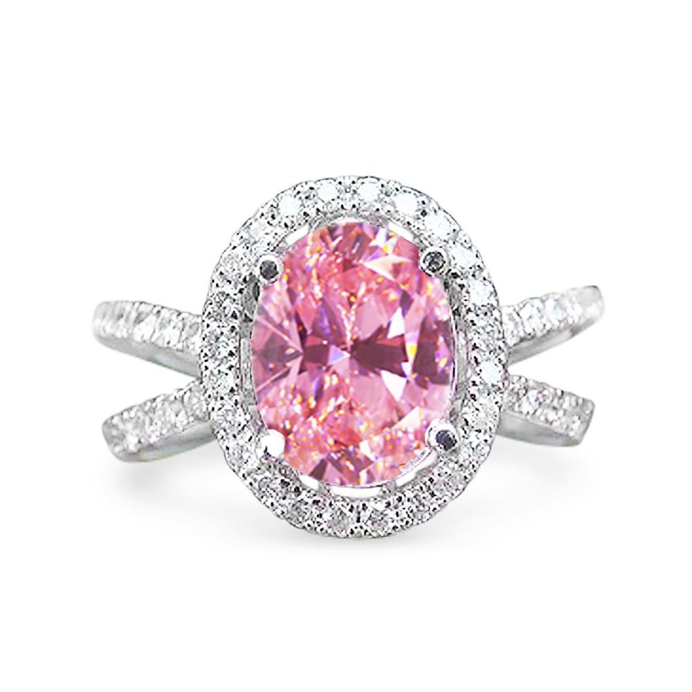Fede nuziale in oro bianco 14 carati con zaffiro rosa e diamanti da 4.25 carati - harrychadent.it