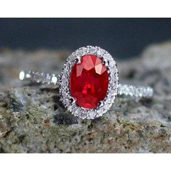 Fede nuziale in oro bianco 14 kt con diamanti e rubino rosso aureo da 3.65 ct - harrychadent.it