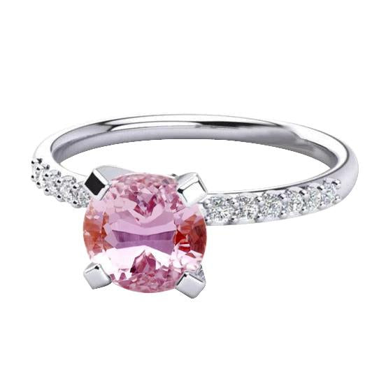 Fede nuziale in oro bianco 14 kt con kunzite rosa e diamanti. 14.60 ct - harrychadent.it