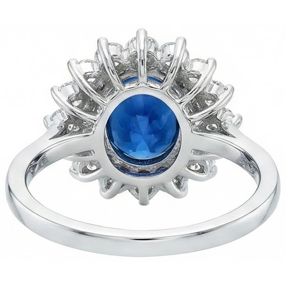 Fede nuziale in oro bianco con zaffiro dello Sri Lanka e diamante da 1.70 ct