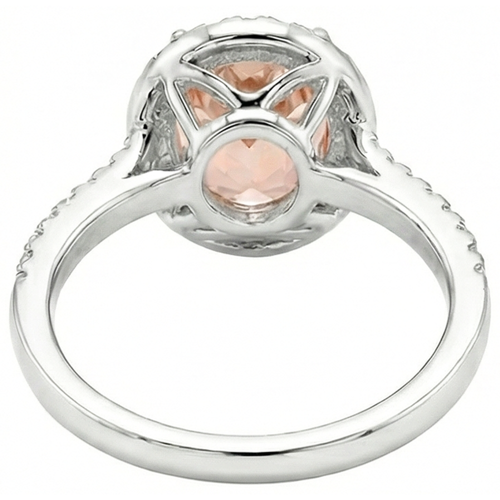 Fede nuziale in oro bianco massiccio 13 Ct con Morganite e diamanti