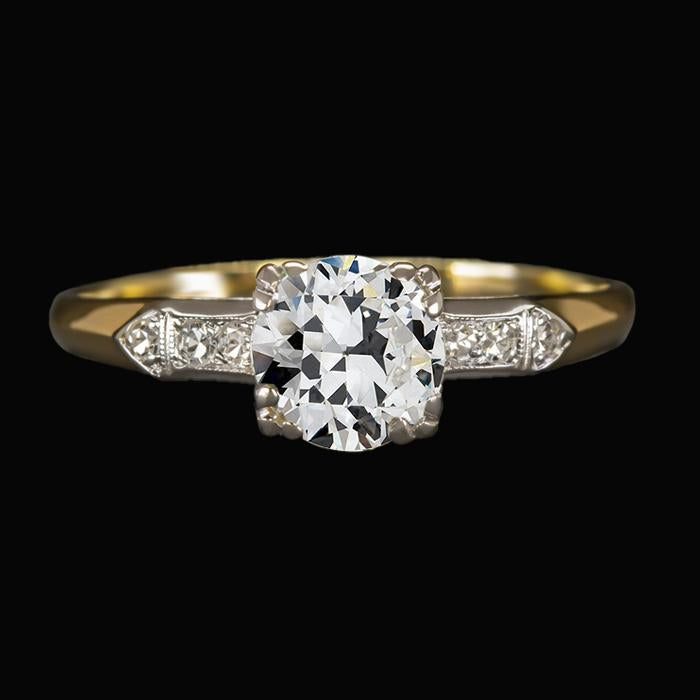 Fede Nuziale Bicolore Con Vero Diamante Antico Europeo Rotondo 2,50 Carati