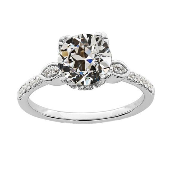 Fede Nuziale Da Donna Con Accenti Di Vero Diamanti Taglio Antico Rotondo 3,50 Carati