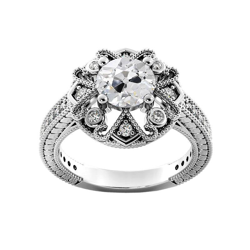 Fede Nuziale Da Donna, Tonda, Vecchio Minatore, Naturale Diamanti, Stile Antico, 3,25 Carati