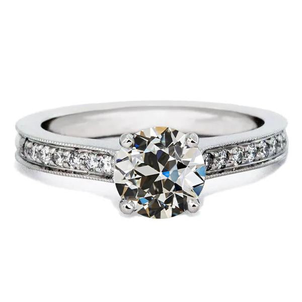 Fede Nuziale In Oro Bianco Con Vero Diamanti A Taglio Vecchio Miniera, 3 Carati, Gioielli