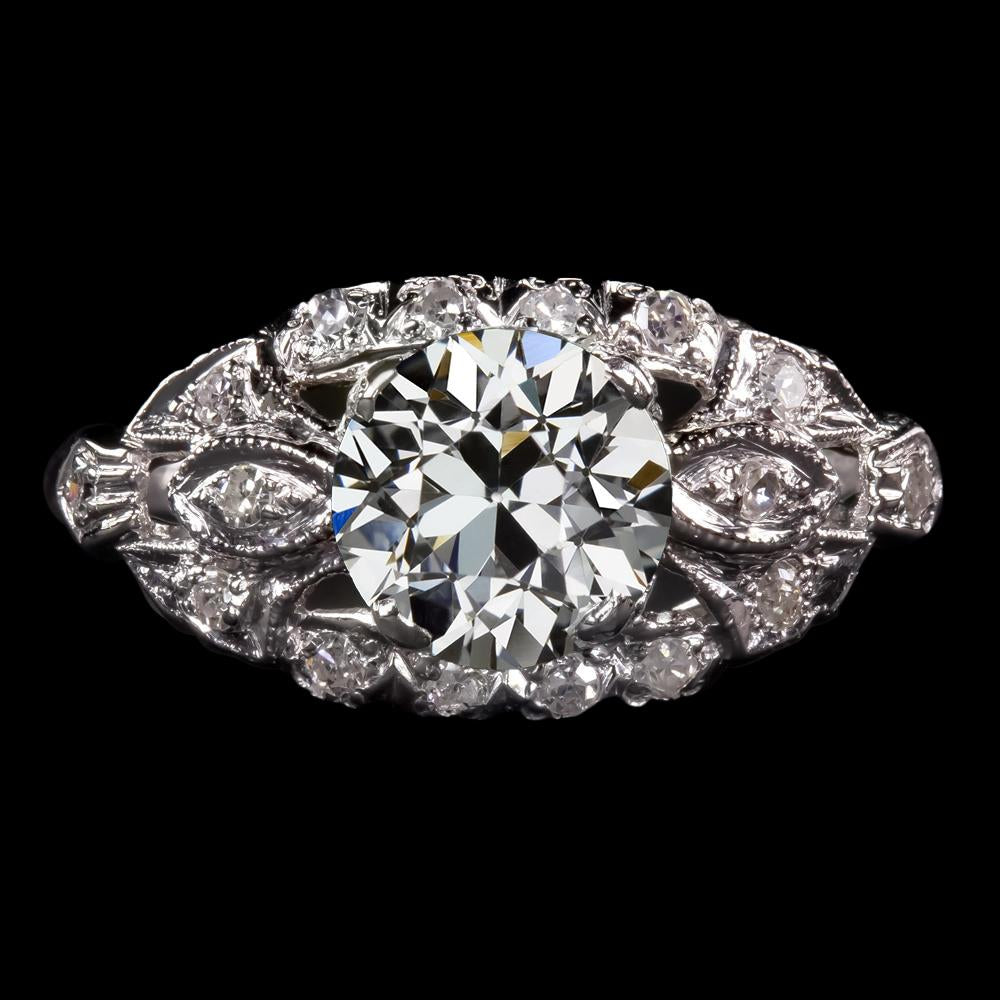 Fede Nuziale In Stile Antico Con Vero Diamante Taglio Antico Rotondo 6.50 Carati